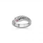 Ruby serpent snake ring silver