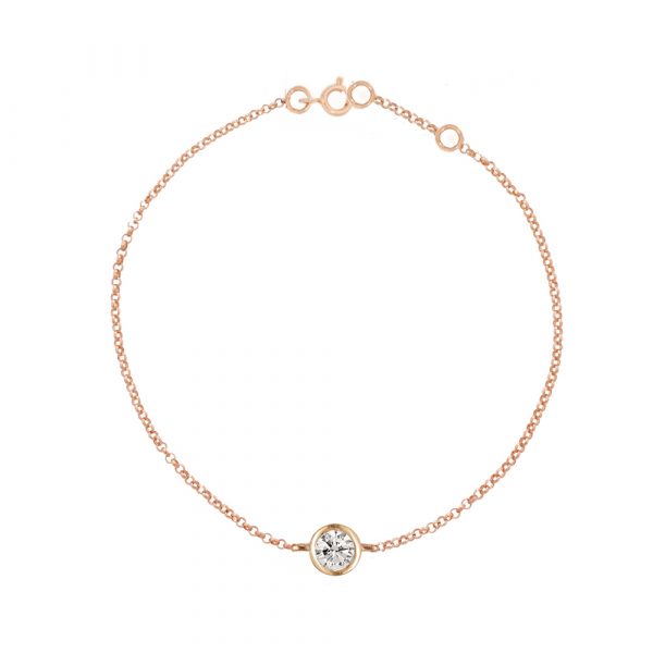 9ct Rose gold diamond solitaire bracelet