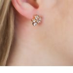 Rose Gold Diamond Moonstone Bubble Cluster Earrings