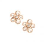 9ct Rose gold moonstone and diamond stud earrings