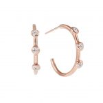 9ct Rose gold three diamond hoop earrings