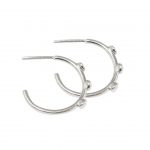 White gold three diamond hoop earrings