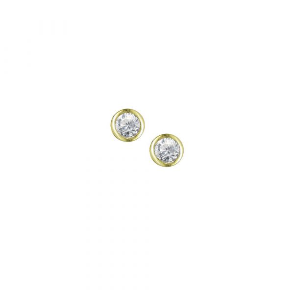 9ct Yellow gold diamond solitaire stud earrings