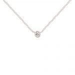 Stunning single diamond necklace, white gold. A bright diamond, approximately 0.10cts, set into 9ct white gold on an adjustable gold chain.