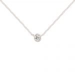 A timeless 9ct white gold diamond solitaire pendant necklace. One stunning diamond on a delicate adjustable white gold chain.