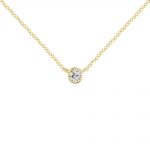 Timeless yellow gold solitaire diamond pendant. 9ct gold single diamond necklace on an adjustable gold chain.