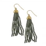 9ct yellow gold Labradorite tassel drop earrings