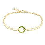 Yellow gold tsavorite garnet circle bracelet