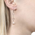 Gold Rose Quartz and Pearl Drop Earrings