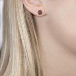 Rose Gold Bubble Garnet Stud Earrings