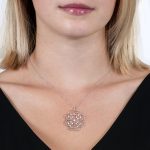 White Gold Brilliant Cut Diamond Large Lattice Pendant