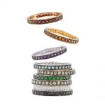 Yellow, white gold diamond and multi gem Soho stack rings