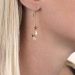 Rose gold moon/stars drop earrings