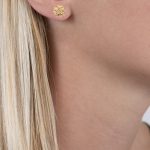 Yellow gold posy cluster flower stud earrings