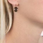 Yellow gold smoky quartz drop cocktail earrings