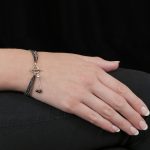 White gold black diamond bead bracelet