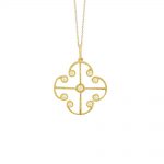 Yellow gold diamond Lattice pendant