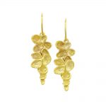 9ct Yellow gold falling leaf drop earrings