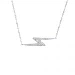 Geometric designed zig-zag diamond necklace, with 22 diamonds set into 9ct gold adjustable chain. 