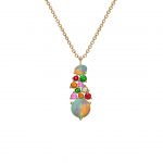 Yellow gold opal multi gem Harlequin pendant