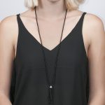 White gold black onyx tassel necklace