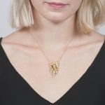 Yellow gold layered leaf necklace pendant