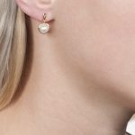 Yellow gold cultured freshwater pearl drop earrings