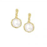 9ct Yellow gold pearl drop willow earrings