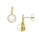 Yellow gold pearl drop Willow earrings