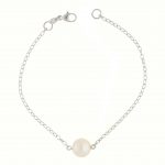 9ct White gold single pearl bracelet