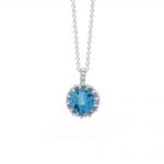 White gold blue topaz pendant