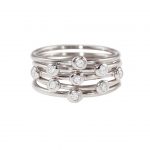 White gold diamond five stack rings