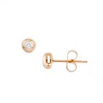 Rose gold diamond solitaire earrings - side