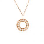 9ct rose gold diamond circle pendant necklace. A circle of stunning diamonds set in 9ct rose gold hanging from a rose gold chain.