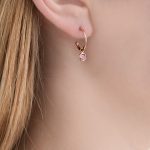 Rose gold pink tourmaline Dew Drop hoop earrings