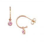 9ct Rose gold pink tourmaline hoop earrings