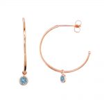 9ct Rose gold blue topaz hoop earrings