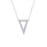 The triangle cut-out necklace has a total of 25 dazzling diamonds. The pendant is set in 9ct white gold and hangs perfectly from an adjustable 9ct gold chain. 