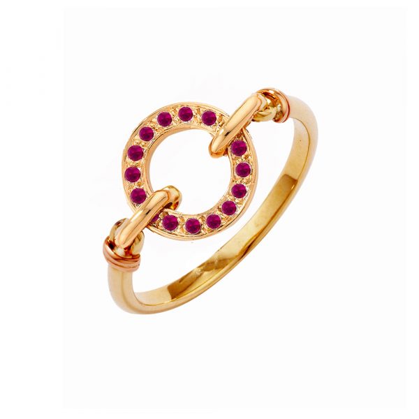 Rose gold ruby Meridian ring