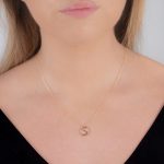 Yellow gold diamond initial letter S pendant