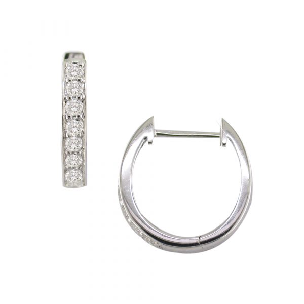 18ct White gold hoop earrings with diamonds