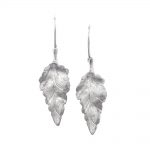 Silver Kew leaf drop earrings