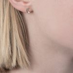 Silver 3D moon stud earrings