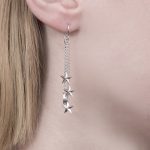 Silver 3D moon stars drop earrings