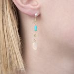 Yellow gold multi gem drop earrings