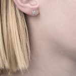 Rose gold diamond Retro stud earrings