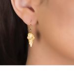 Luxury yellow gold golden leaf drop earrings