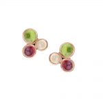 9ct rose gold peridot garnet and moonstone stud earrings