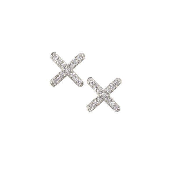 9ct white gold diamond kiss earrings