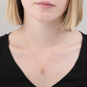 Yellow gold diamond initial K pendant